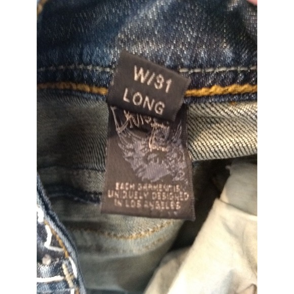 Division E Womens Jeans Distressed Bootcut Thick Stitching Flip Pockets 30X32 - Picture 3 of 12